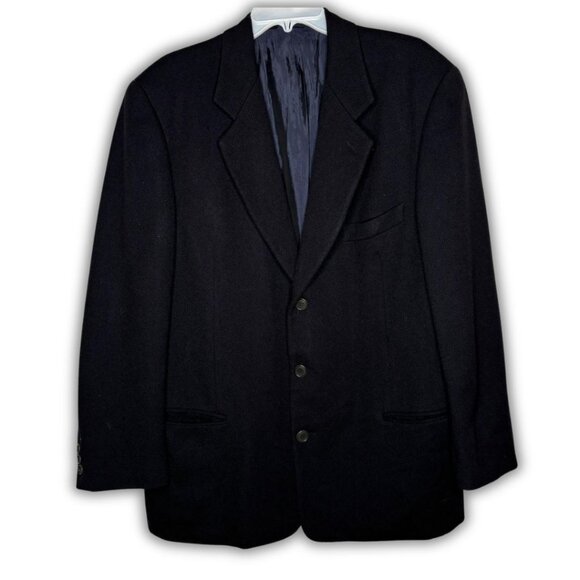 Vintage 90s Giorgio Armani Wool Cashmere Black Basket Weave Blazer Fits 40 - 42